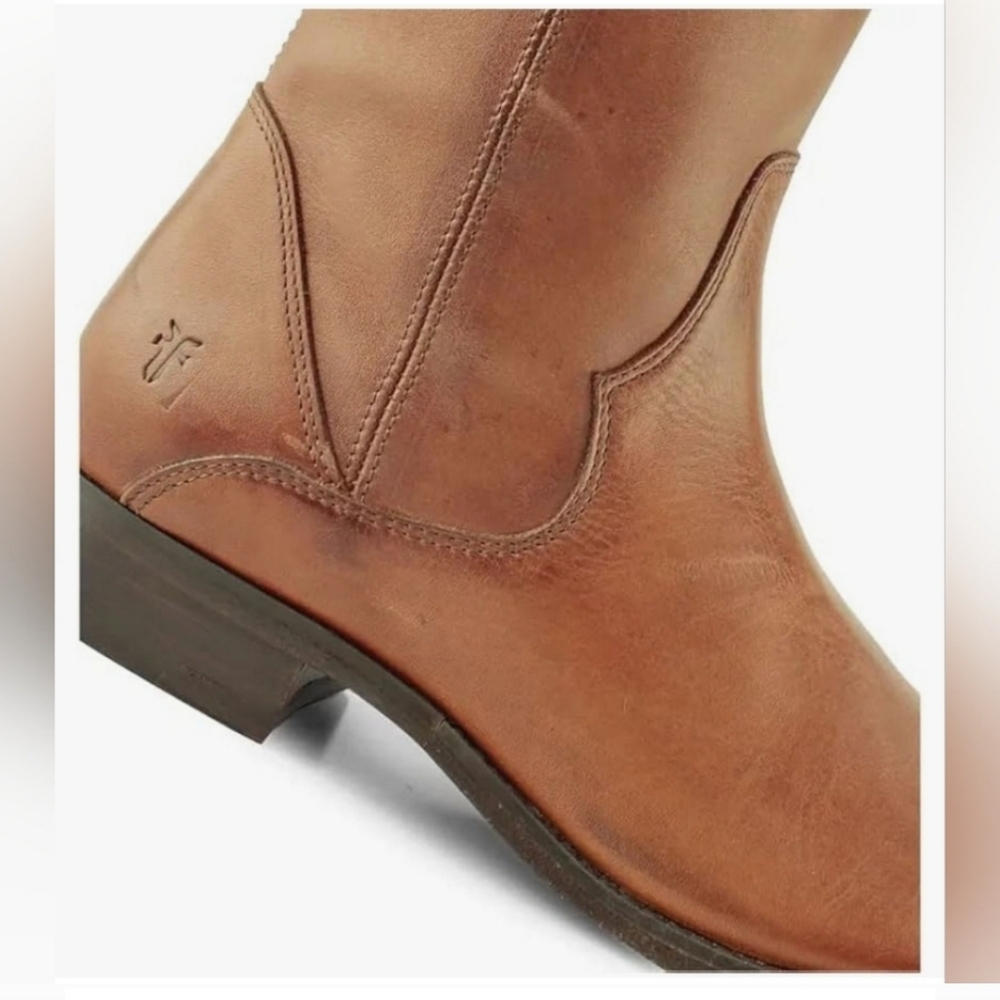 Western Chic Frye Leather Cognac Boots - Picture 8 of 11